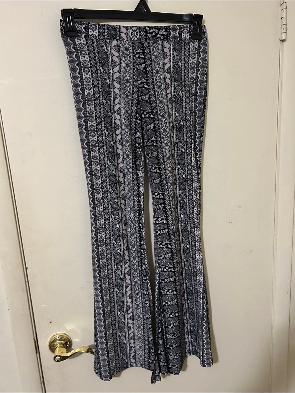 Black & White Boho Stripe Flare Pants